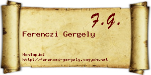Ferenczi Gergely névjegykártya